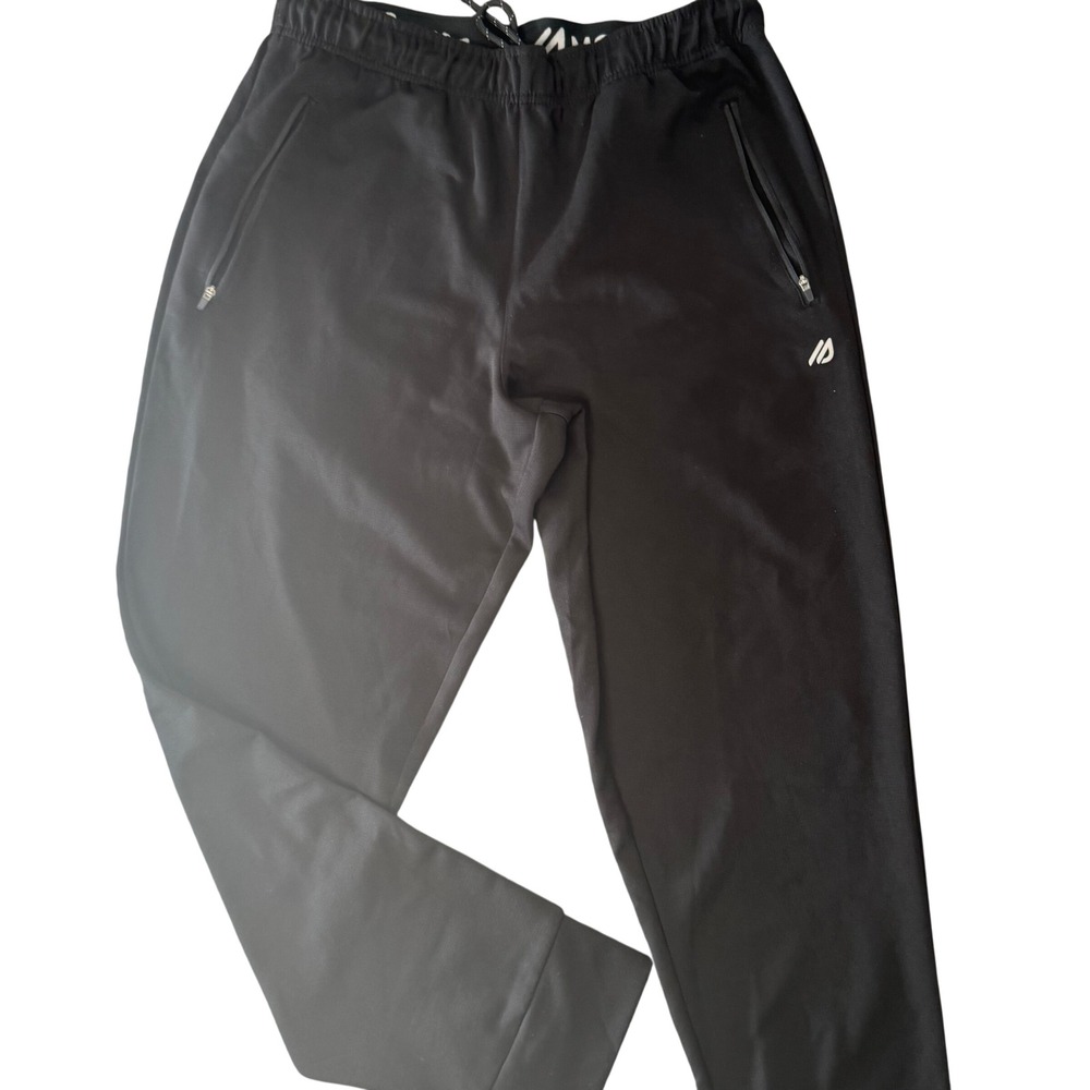 Eddie Bauer Motion Mens L Black Jogger Sweatpants Zip Pockets Stretch Athletic